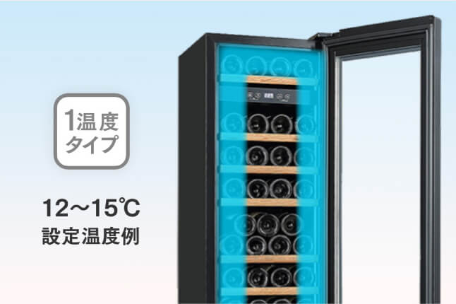 温度変化によるワインへの刺激を最小限に抑える１温度タイプ